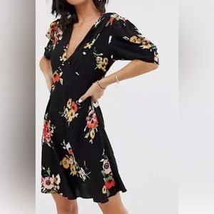 Free People Neon Garden Floral Print Mini Dress Size 4.